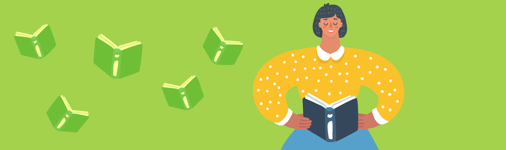 Illustration of a woman reading a book