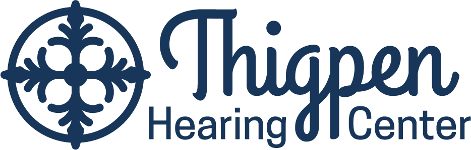 Thigpen Hearing Center logo in dark blue